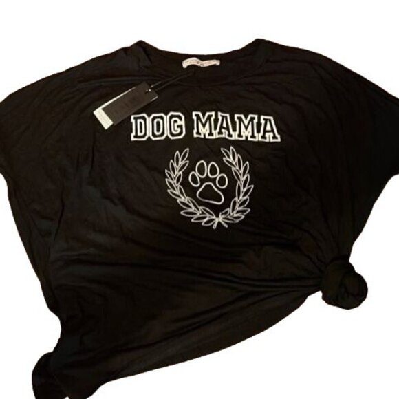 Dog Mama Womens Black Graphic Tee relaxed fit dog lovers comfort and style OS - Picture 1 of 10